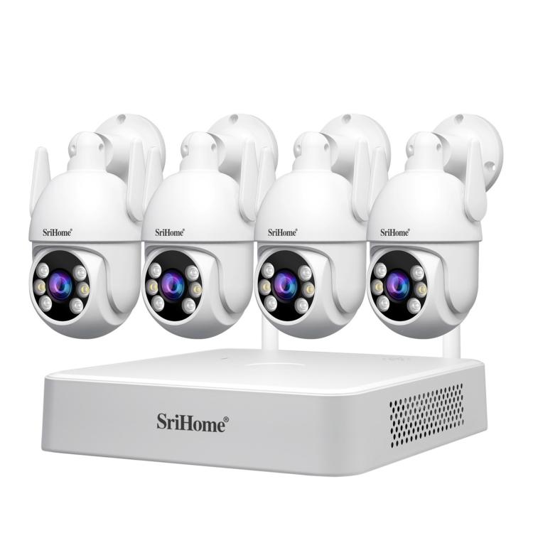 SriHome NVS009-IPC037 5MP 4-CH NVR WiFi IP Camera Kit, EU Plug, US Plug, UK Plug, AU Plug
