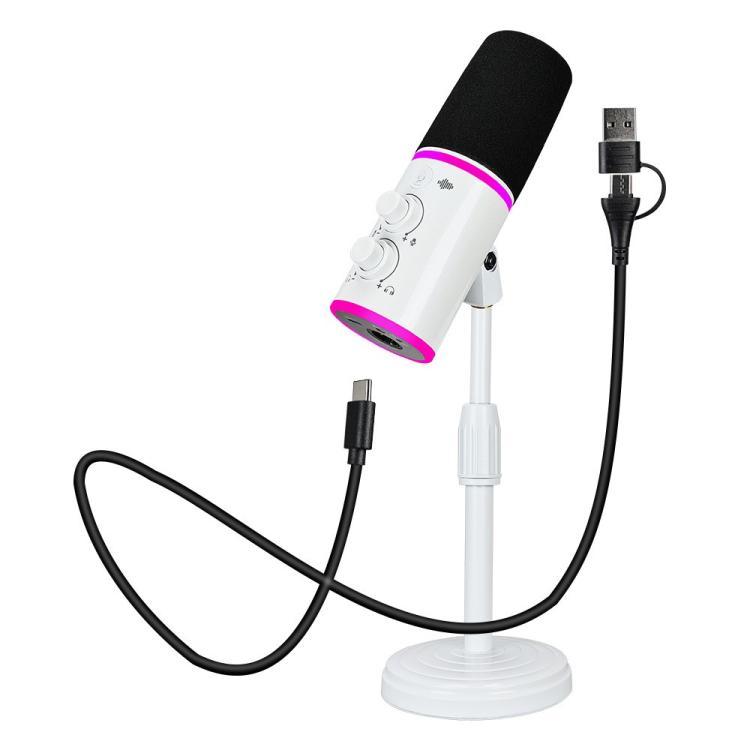 XTUGA GV6 Condenser RGB Gaming Desktop Microphone for Live Streaming and Recording, GV6