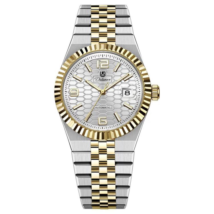 Dulunwe 6077 Honeycomb Texture Date Land Dweller Men Automatic Mechanical Watch