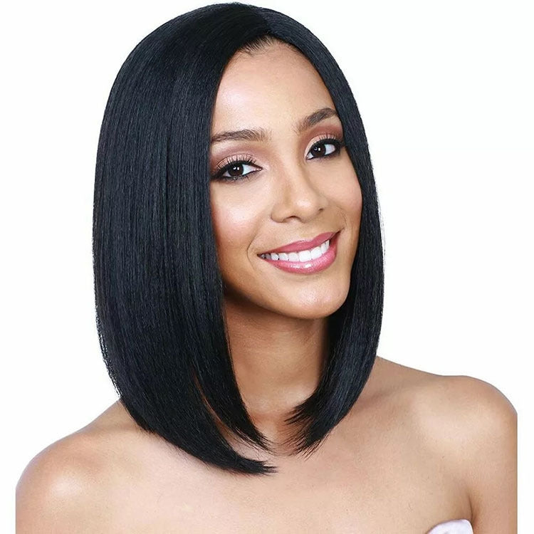 Centre-parted Fluffy Shoulder-length Straight Hair Wig Headgear for Women