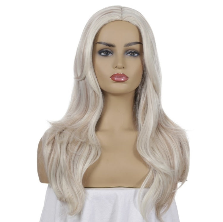 Women Split Wigs Long Curly Hair Synthetic Headgear, Linen Brown + Light Gold, Dark Brown + Light Gold, Light Gold + Brown