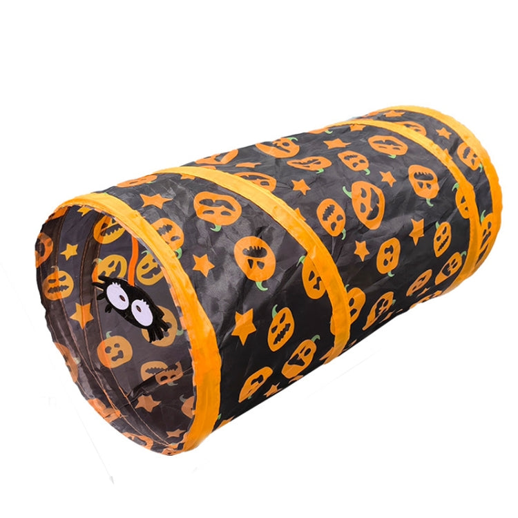 Halloween Pumpkin Cat Passage Tunnel Toy Collapsible Cat Play Tunnel for Indoor Cats, Small, Straight, 3-Way, Square