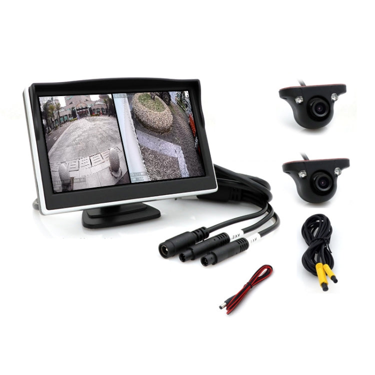 5 Inch Carplay Portable Surveillance Video Car Display, With Two-way Camera, With White Two-way Camera Side-mounted, Folding Screen + White Two-way Camera Side-mounted, Folding Screen + Two-way Camera, With CCD Blind Spot Camera