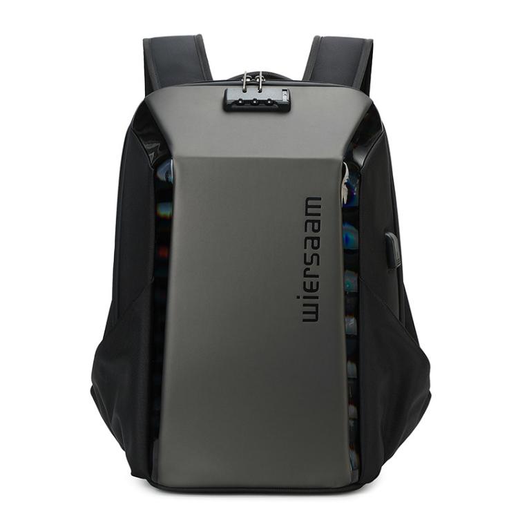 Wiersaam WY1350 Men Anti-Theft Business Backpack Laptop Bag For Travel With Password Lock, WY1350 Gray
