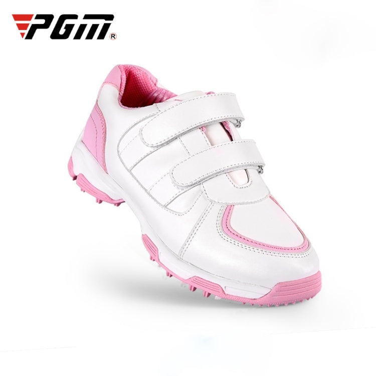 PGM Golf Microfiber Leather Sneakers Breathable Non-slip Outdoor Sport Shoes for Children(Color:White Pink Size:37), 30, 31, 32, 33, 34, 35, 36, 37
