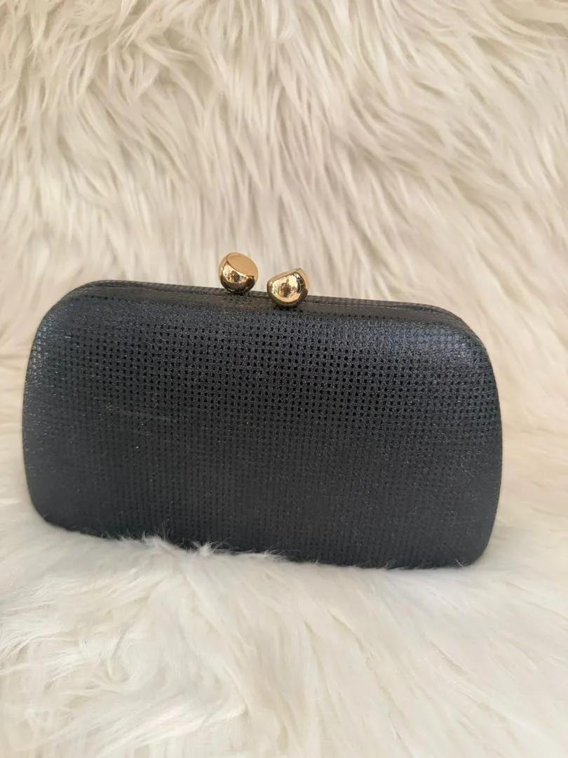 Black Textured Clutch Purse