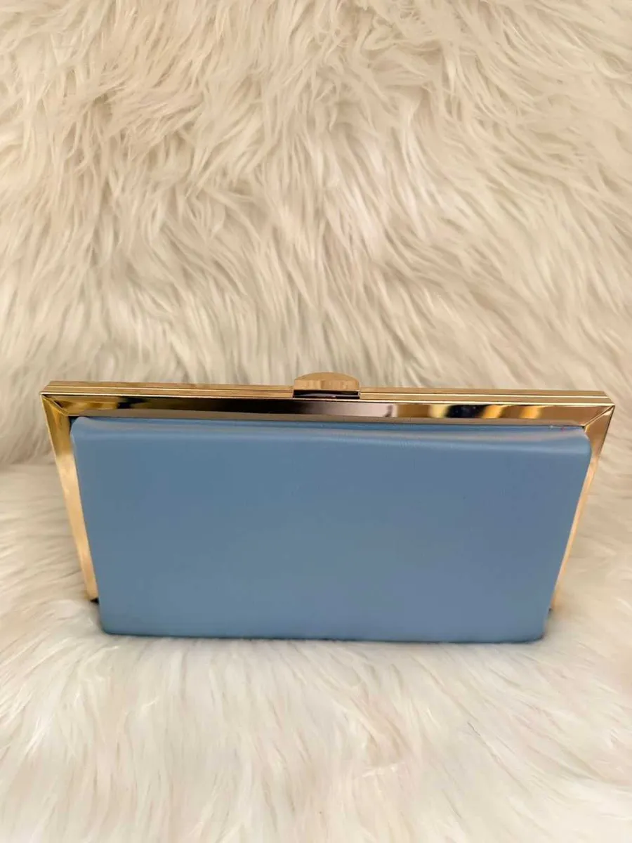 Light Blue Frame Clutch Handbag