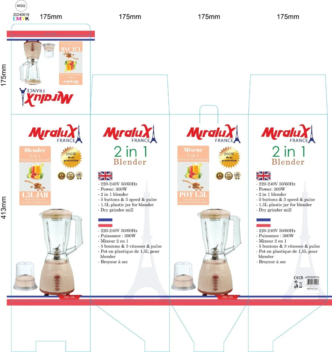 MB-199 MIRALUX BLENDER 2IN1, 1.5L