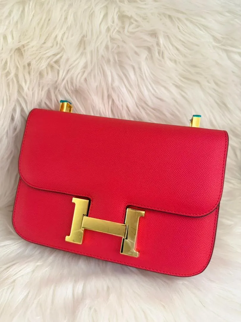 Red Leather Flap Handbag